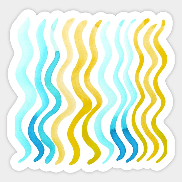 Wavy lines - yellow and aqua Sticker by wackapacka